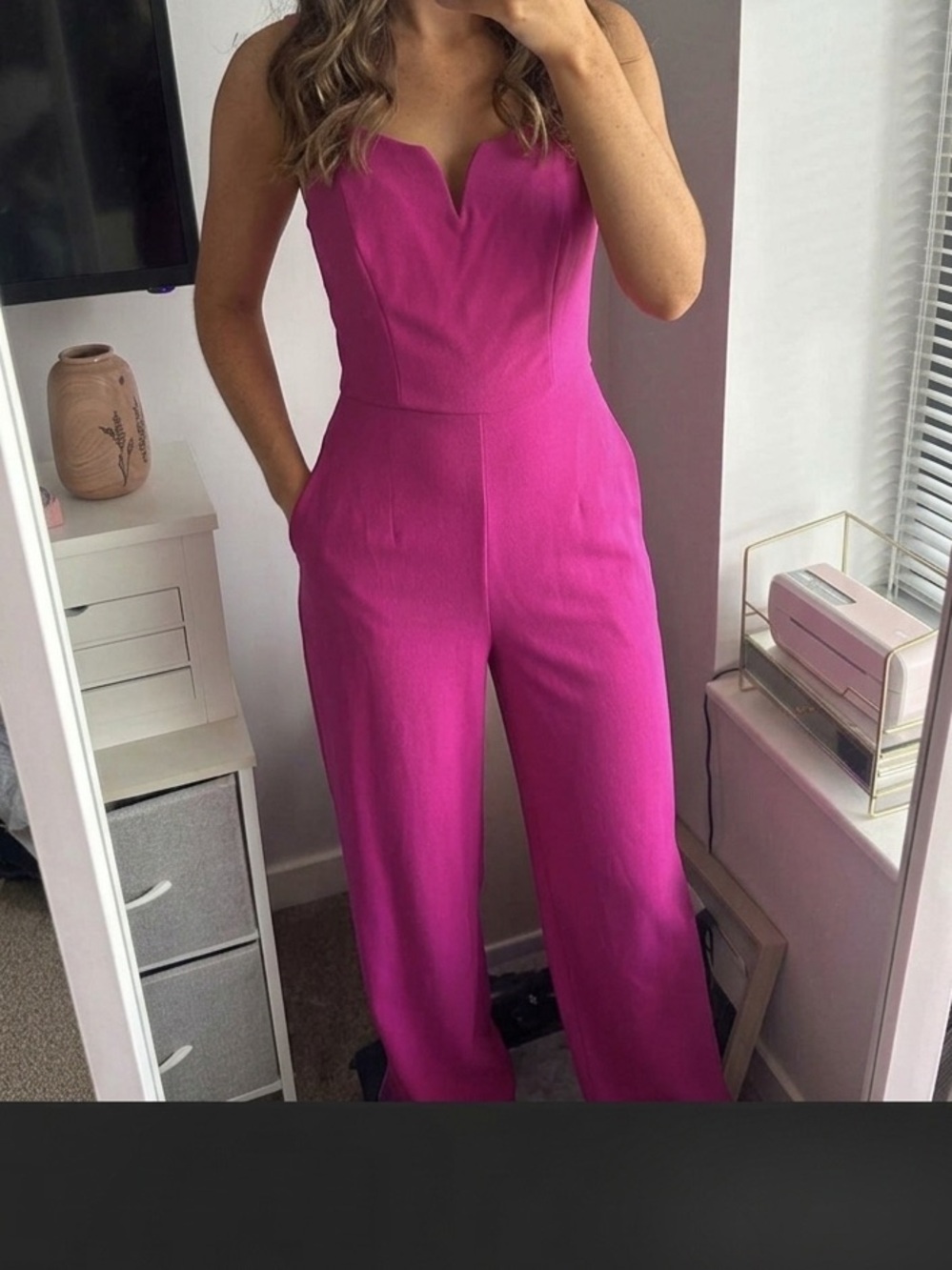 Women's Bright Fuchsia Wide-Leg Jumpsuit